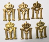 LOT 6xINSEMN REGALIST. CIFRUL REGELUI MIHAI I . METAL AURIU .