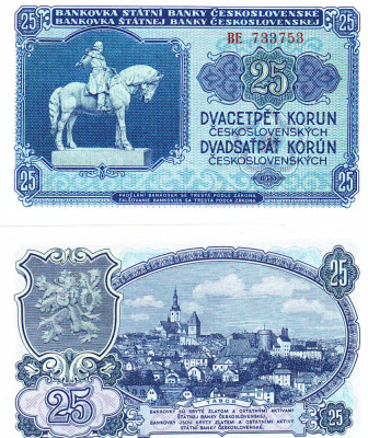 Cehoslovacia 25 Korun 1953 P-84b UNC foto