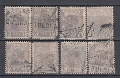 ROMANIA 1900 REGELE CAROL I SPIC DE GRAU LOT STAMPILA VAPOR SULINA-TULCEA foto