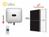 Kit sistem fotovoltaic 4 kW hibrid monofazat, invertor Huawei si 10 panouri Canadian Solar 410W