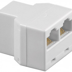 Adaptor 8p8c ISDN RJ45 mama la 2x RJ45 mama alb Goobay