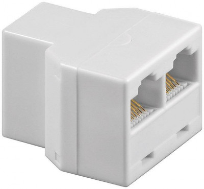 Adaptor 8p8c ISDN RJ45 mama la 2x RJ45 mama alb Goobay foto