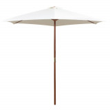 Umbrela de soare cu stalp de lemn 270 x 270 cm, alb crem GartenMobel Dekor, vidaXL