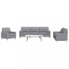 VidaXL Set de canapele cu perne, 3 piese, gri deschis, textil