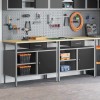 Set banc de lucru, 2 piese, negru, oțel