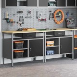 Set banc de lucru, 2 piese, negru, oțel