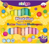 Plastilina Strigo 24 culori mix (6 x fluorescente, 6 x pastel, 12 x clasice)