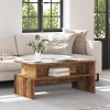 Masă cafea vidaXL Lemn Vechi 90x55x42.5cm, Lemn Compozit, Rustic cu Raft