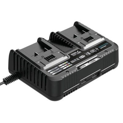 Incarcator dublu pentru acumulatori, 18V, Li-ion, 2x2.3A, SAS+ALL, Dedra foto