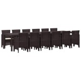 vidaXL Set de masă pentru grădină 13 pcs Maro Ratan Polt 3378781