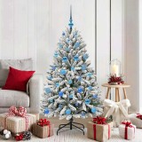 VidaXL Brad de Crăciun artificial Verde și alb 150 cm PVC și Metal 3395746