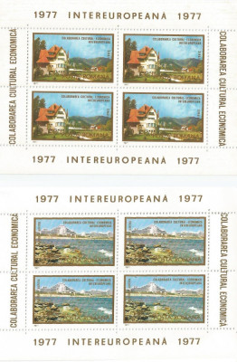 |Romania,LP 936a/1977, ColaborareaCult.-Ec. Intereuropeana, pereche bloc 4, MNH foto