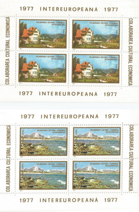 |Romania,LP 936a/1977, ColaborareaCult.-Ec. Intereuropeana, pereche bloc 4, MNH