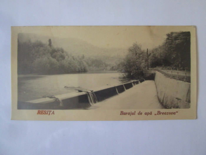 Fotografie 120 x 60 mm Reșița:Barajul de apă Breazova anii 30