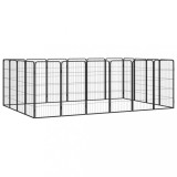VidaXL Țarc c&acirc;ini 20 panouri negru 50x100 cm oțel vopsit electrostatic
