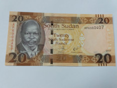 Sudanul de Sud 20 Pounds 2017- UNC foto