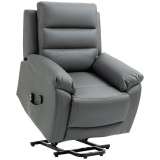 Fotoliu cu inclinare electric, din piele PU, cu masaj cu vibratii, buzunare laterale, gri HOMCOM | Aosom Romania