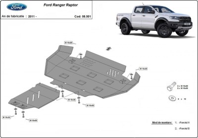 Scut motor metalic Ford Ranger Raptor 2020-2023 foto