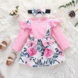 Sarafan inflorat cu body pentru fetite (Marime Disponibila: 12-18 luni (Marimea
