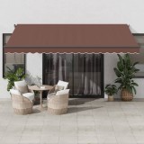 Copertina retractabilă automat cu LED-uri, maro, 450x350 cm