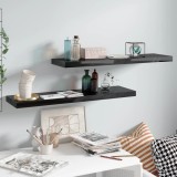 VidaXL Rafturi de perete, 2 buc., negru extralucios 90x23,5x3,8 cm MDF