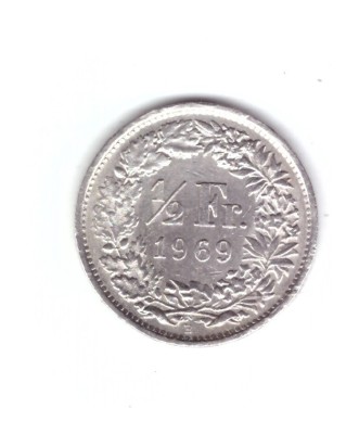 Moneda Elvetia 1/2 franc 1969 B, stare buna, curata foto