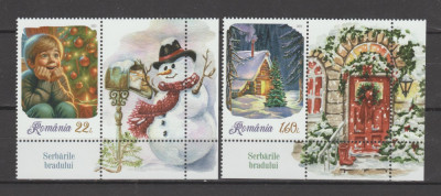 ROMANIA 2023 SERBARILE BRADULUI Serie 2 timbre cu vinieta LP.2446 MNH** foto