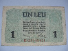 ROMANIA - 1 LEU 1917 BGR , B1.3 foto