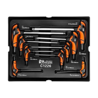 Set chei HEX cu maner TIP T, sertar TIP B (385x290 mm) pentru dulap mobil, 1.5-10 mm, 9 buc, RICHMANN EXCLUSIVE foto