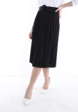 Fusta plisata Ruby midi cu curea, neagra