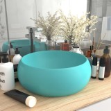 vidaXL Chiuvetă baie lux verde deschis mat 40x15 cm ceramică rotund 147002