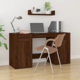 Birou cu Dulap vidaXL, Stejar Maro, Lemn Prelucrat, 100x49x75 cm &amp; Dulap 40x49x75 cm - Birou Calculator, Depozitare, Design Elegant