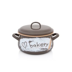 Oala cu capac din sticla Bakery Metalac, email, 20cm, 4l