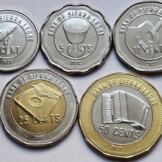 Set 5 monede 1,5,10,25,50 cents 2022 Sierra Leone, unc, km#503-507