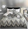 Lenjerie pat single,bumbac finet,4 piese,cearceaf normal,gri,dungi-A1051, Jojo Home