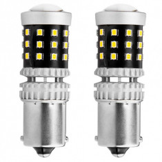 Bec semnalizare AMIO LED Canbus, BA15S P21W R10W R5W Alb 12V/24V, 2016 39SMD 1156, set 2 buc AutoDrive ProParts