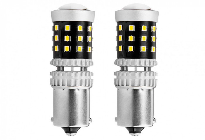 Bec semnalizare AMIO LED Canbus, BA15S P21W R10W R5W Alb 12V/24V, 2016 39SMD 1156, set 2 buc AutoDrive ProParts