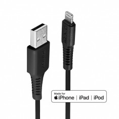 Cablu date si incarcare USB la Lightning MFI 2m Negru, Lindy L31321