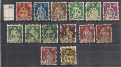 Switzerland 1908 Helvetia, lot, used M.092 foto