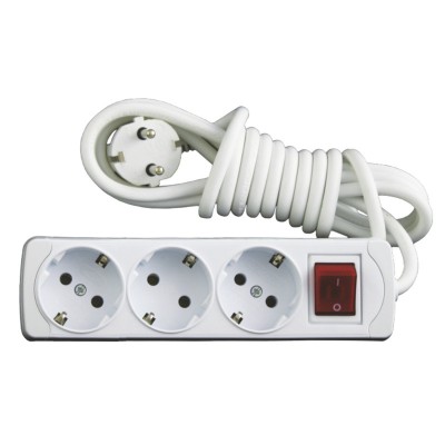 Prelungitor, cu intrerupator si led, alb, 2 m, 3 prize foto