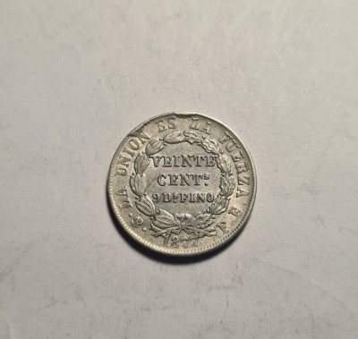 Bolivia 20 Centavos 1877 Piesa Frumoasa foto