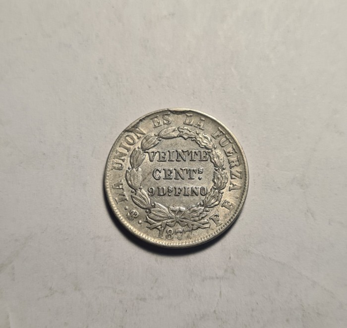 Bolivia 20 Centavos 1877 Piesa Frumoasa