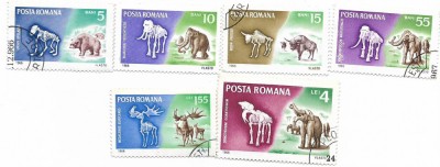 Romania (229) - Animale preistorice, 1966 - serie obliterata foto