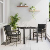VidaXL Set de masă pentru grădină cu pernă 3 pcs Gri Rattan poli
