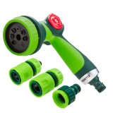 Set pistol pentru stropit gradina 1/2 inch cu 3 conectori si 8 functii Verto