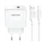 Incarcator priza 1 x USB-A 18W + cablu USB type C Alb, CENTO P211, Oem