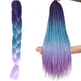 Extensii par sintetice &icirc;mpletite ombre albastru-mov 60 cm Soulima