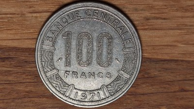 R10 Congo republica - moneda de colectie - 100 franci / francs 1971 - seria initiala foto