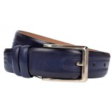 Curea barbati, eleganta, pentru costum, din piele naturala, Bleumarin, 3.4cm - CK66BL
