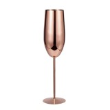 Pahar, pentru sampanie, din otel inoxidabil, Rose Gold, 25.5 x 6.5 x 5 cm, ergonomic si usor de manevrat, 280 ml, Oem